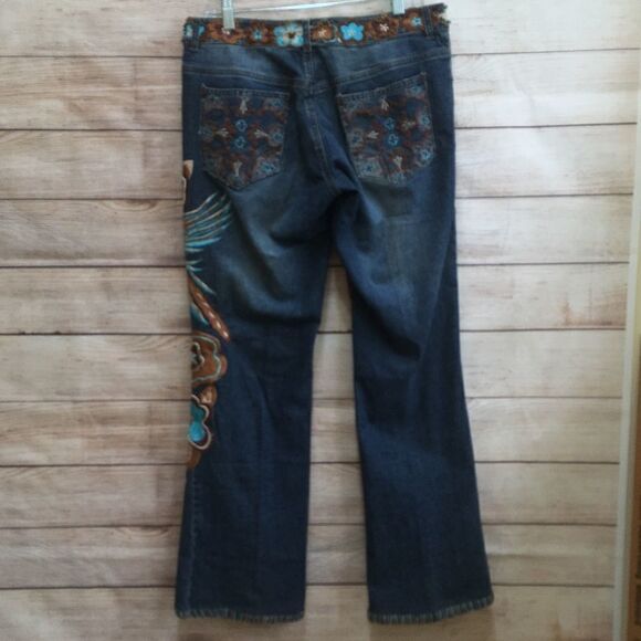 ANTHROPOLOGIE BASIL & MAUDE EMBROIDERED AND BEADED JEANS - Picture 8 of 10